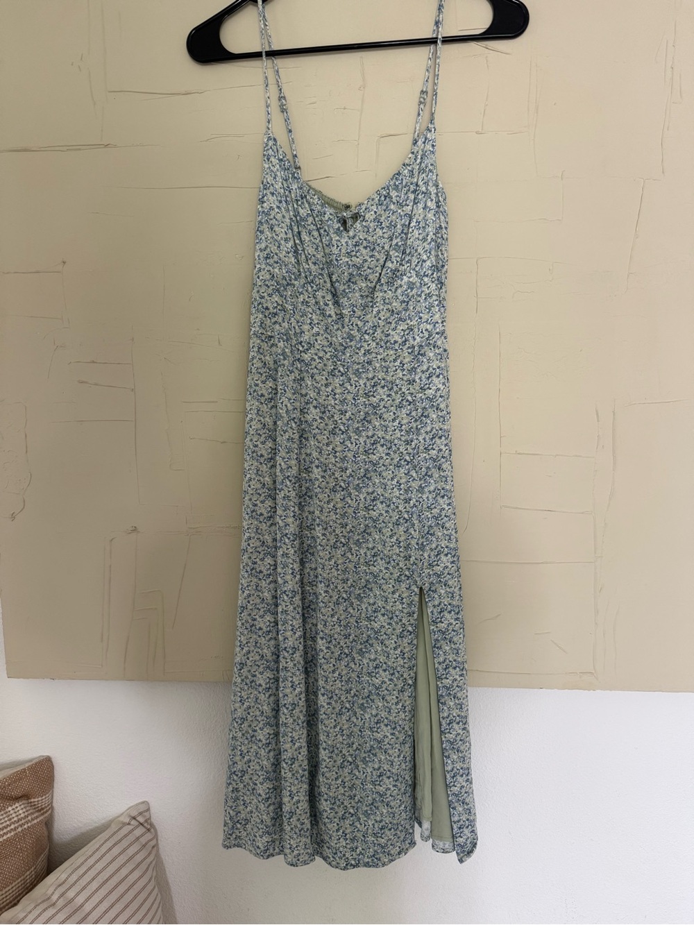 Abercrombie & Fitch Light Blue Floral Midi Dress with Side Slit
